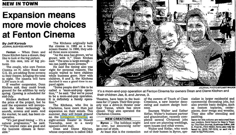 Jan 1997 article Fenton Cinema, Fenton